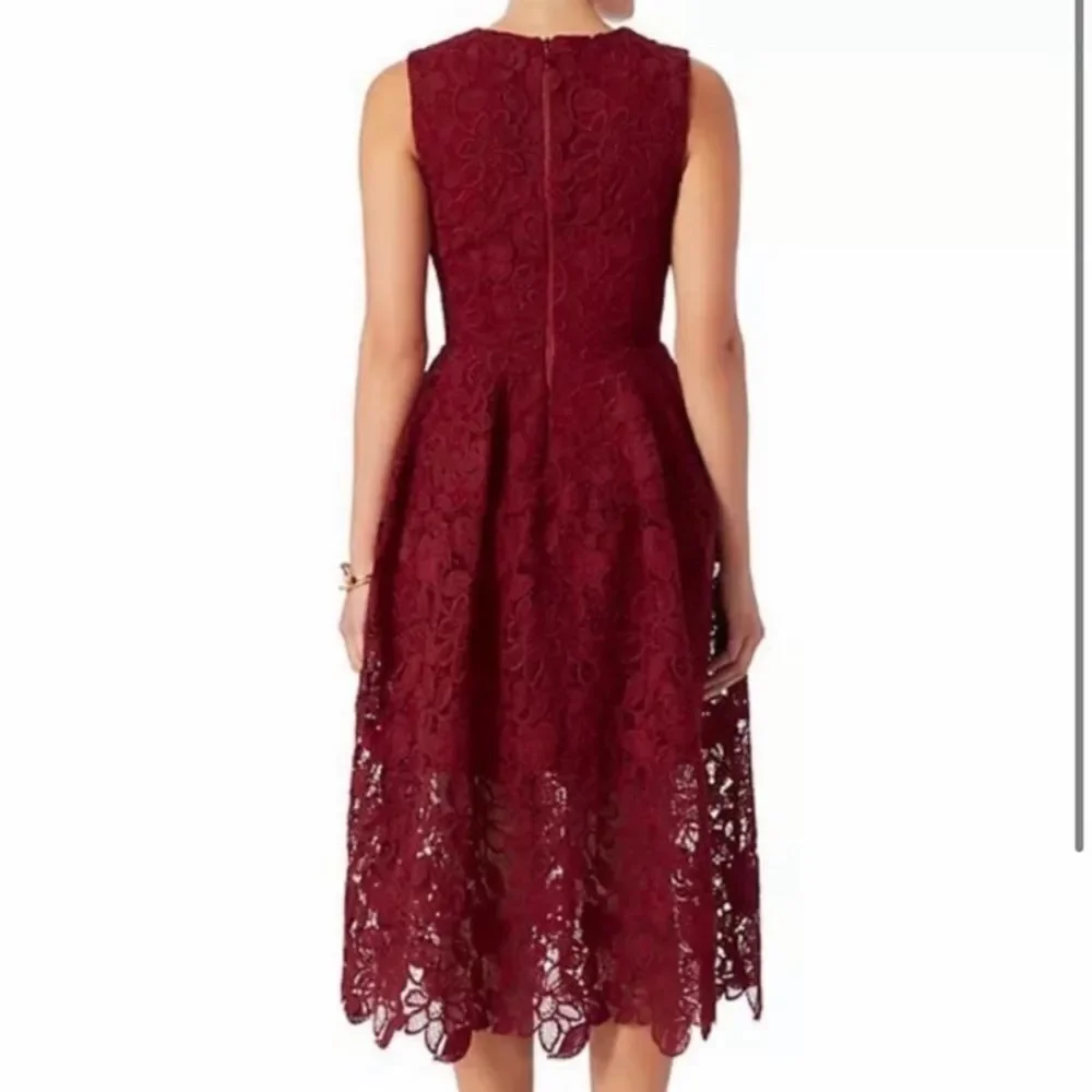 NICHOLAS Burgundy Lace Midi Dress